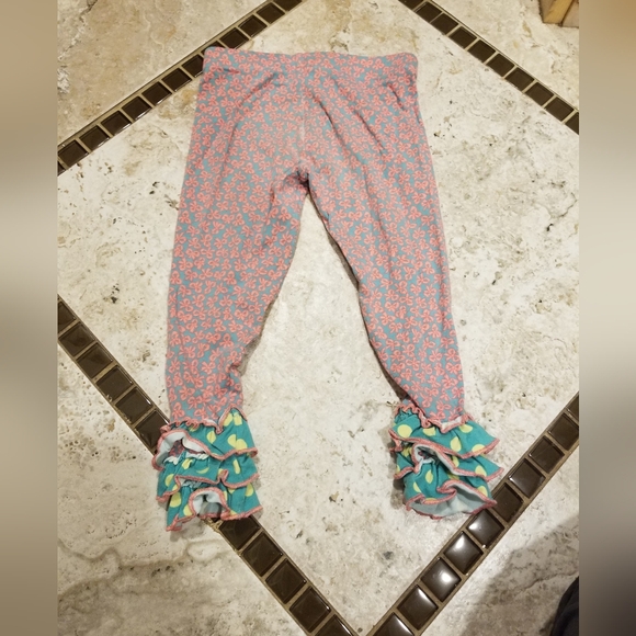 Matilda Jane Pink Floral Ruffle Leggings size 2 - Picture 3 of 4